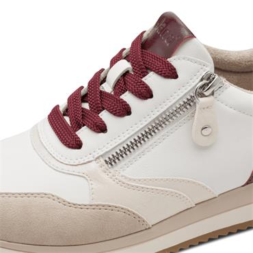 JANA WOMENS ZIP LACE TRAINER - WHITE BORDEAUX