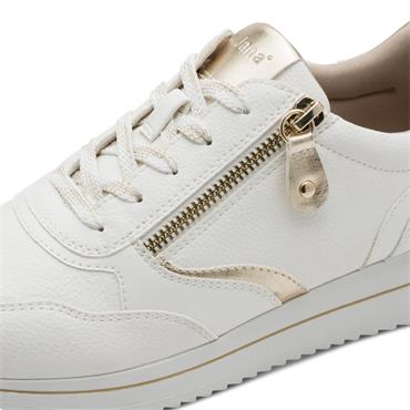 JANA WOMENS ZIP LACE TRAINER - WHITE GOLD