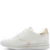 JANA WOMENS ZIP LACE TRAINER - WHITE GOLD