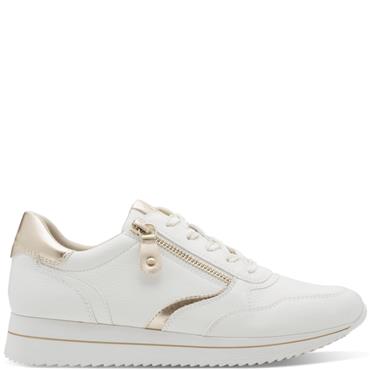 JANA WOMENS ZIP LACE TRAINER - WHITE GOLD