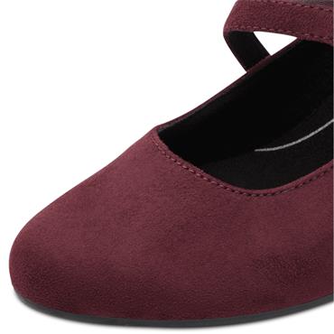 JANA WOMENS MED HEEL STRAP COURT SHOE - BORDEAUX