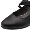 JANA WOMENS LOW HEEL STRAP COURT SHOE - BLACK
