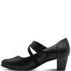 JANA WOMENS LOW HEEL STRAP COURT SHOE - BLACK