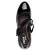 JANA WOMENS LOW HEEL STRAP COURT SHOE - BLACK PATENT