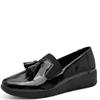 JANA WOMENS WEDGE TASSEL SLIP ON SHOE - BLACK PATENT