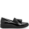 JANA WOMENS WEDGE TASSEL SLIP ON SHOE - BLACK PATENT