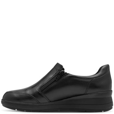 JANA WOMENS WATERPROOF ZIP COMFORT SHOE - BLACK LEATHER