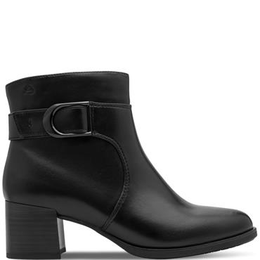 JANA WOMENS BLOCK HEEL 2 ZIP ANKLE BOOT - BLACK