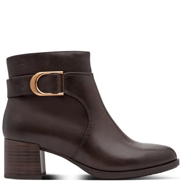 JANA WOMENS BLOCK HEEL 2 ZIP ANKLE BOOT - MOCCA