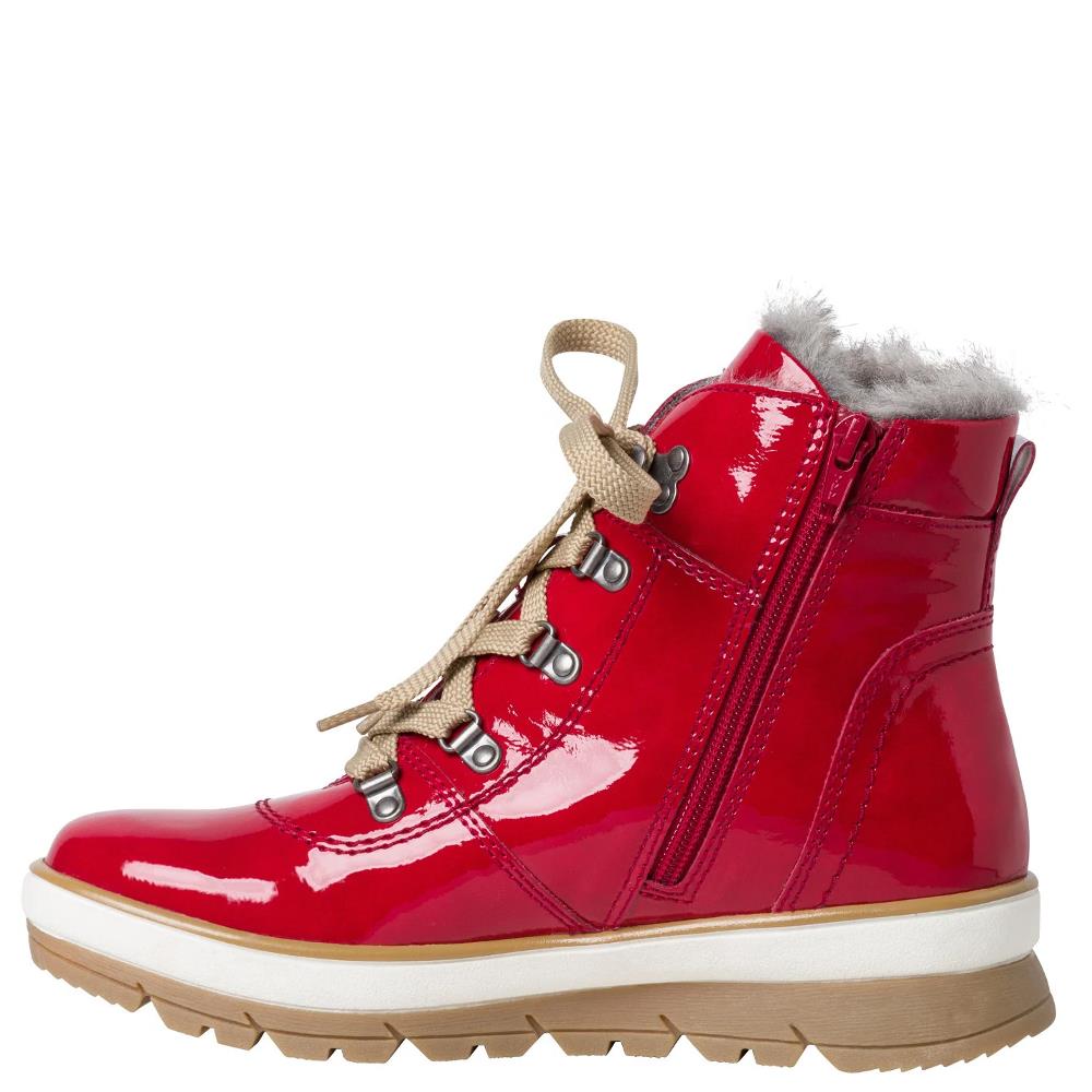 JANA WOMENS TEX 5 EYE LACE ANKLE BOOT RED Paul Byron Shoes Ireland
