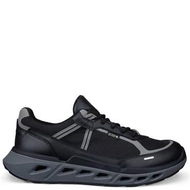 ECCO MENS WATERPROOF LACE TRAINER - BLACK GREY