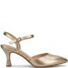 REDZ WOMENS MID HEEL STRAP SANDAL - GOLD