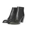 LAURA B WOMENS LEATHER ZIP ANKLE BOOT - BLACK LEATHER