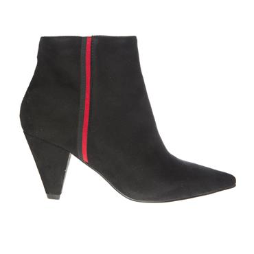 REDZ WOMENS POINTED TOE ZIP ANKLE BOOT - BLACK SUEDE