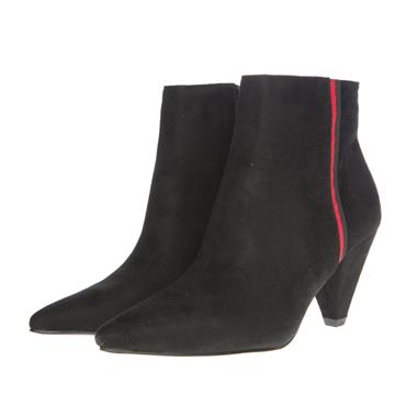 REDZ WOMENS POINTED TOE ZIP ANKLE BOOT - BLACK SUEDE