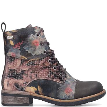 RIEKER WOMENS ZIP LACE ANKLE BOOT - BROWN MULTI