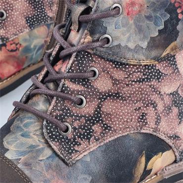 RIEKER WOMENS ZIP LACE ANKLE BOOT - BROWN MULTI