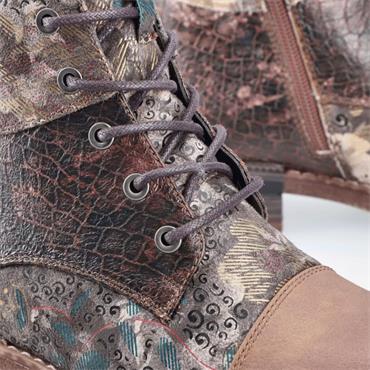 RIEKER WOMENS ZIP LACE ANKLE BOOT - TAN MULTI