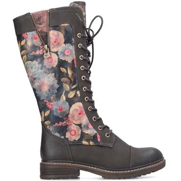 RIEKER WOMENS ZIP LACE BOOT - BROWN MULTI