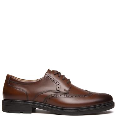 G COMFORT MENS LACE BROGUE SHOE - COGNAC