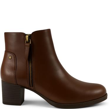 NINE TO FIVE WOMENS ZIP ANKLE BOOT - BROWN