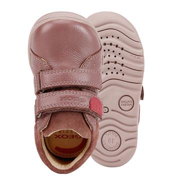 GEOX GIRLS VELCRO STRAP ANKLE BOOT - DARK ROSE