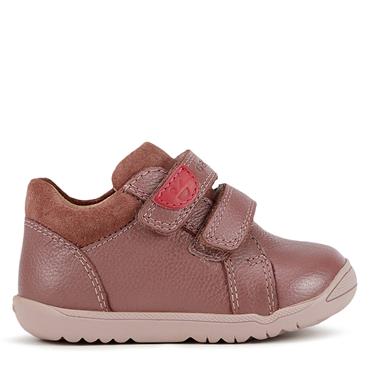 GEOX GIRLS VELCRO STRAP ANKLE BOOT - DARK ROSE