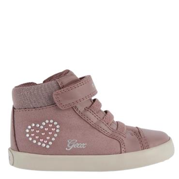 GEOX GIRLS STRAP ZIP ANKLE BOOT - DARK PINK
