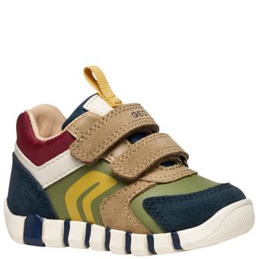 GEOX BOYS STRAP TRAINER - NAVY PISTACHIO