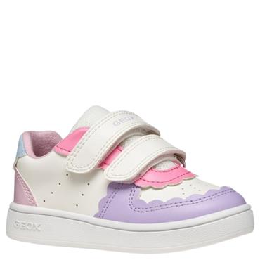 GEOX GIRLS STRAP TRAINER - WHITE LILAC