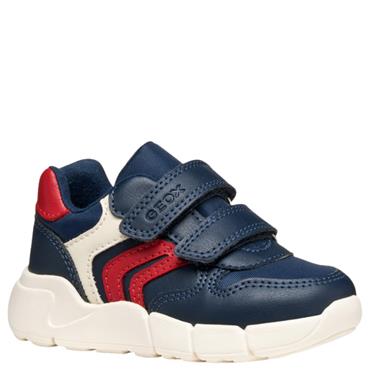 GEOX BOYS STRAP TRAINER - NAVY RED
