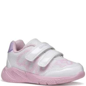 GEOX GIRLS TWIN STRAP TRAINER - WHITE LILAC