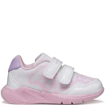 GEOX GIRLS TWIN STRAP TRAINER - WHITE LILAC