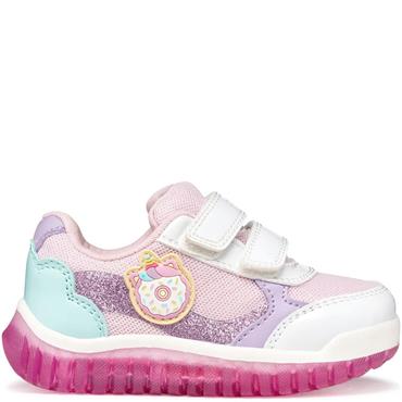 GEOX GIRLS STRAP TRAINER - WHITE PINK