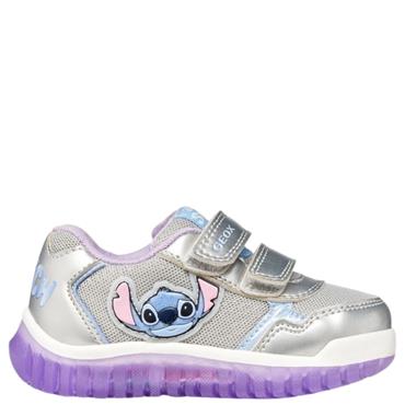 GEOX GIRLS STRAP TRAINER - SILVER LILAC