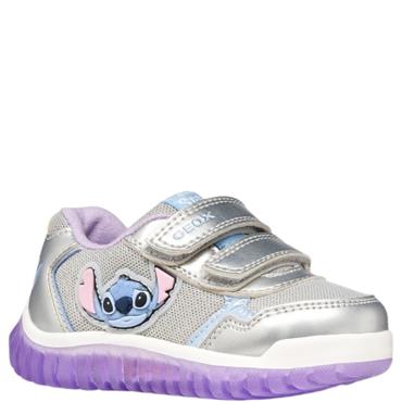 GEOX GIRLS STRAP TRAINER - SILVER LILAC