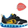 GEOX BOYS BATMAN LIGHTS STRAP TRAINER - BLACK YELLOW