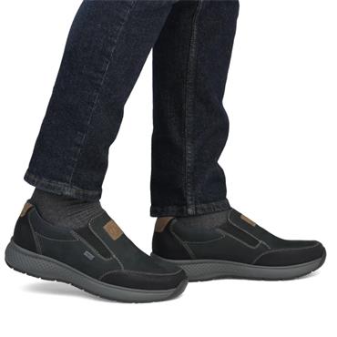 RIEKER MENS TEX CASUAL SLIP ON SHOE - BLACK