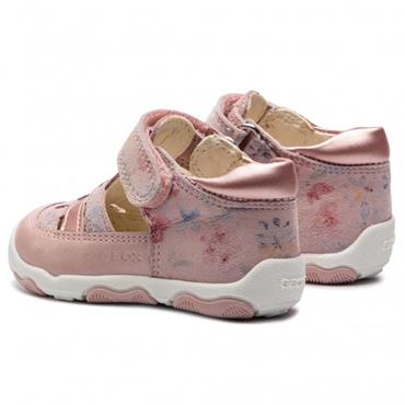 GEOX GIRLS CLOSED IN VEL T STRAP SANDAL - LIGHT ROSE
