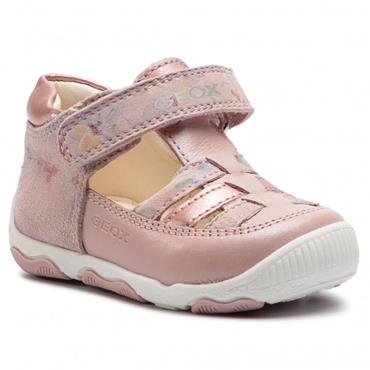 GEOX GIRLS CLOSED IN VEL T STRAP SANDAL - LIGHT ROSE