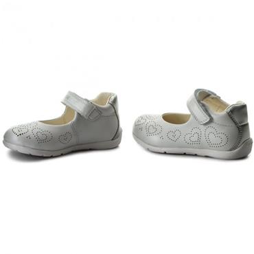 GEOX GIRLS VEL STRAP HEART SHOE - WHITE SILVER