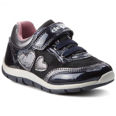 GEOX GIRLS HEART VEL LACE RUNNER - NAVY