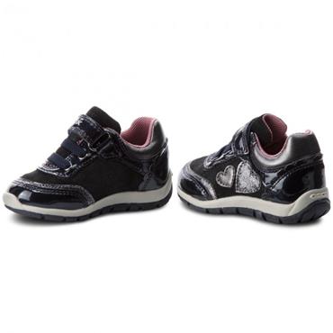 GEOX GIRLS HEART VEL LACE RUNNER - NAVY