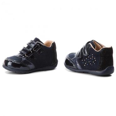 GEOX GIRLS DIAMANTE 2 VEL STRAP ANKLE BT - NAVY
