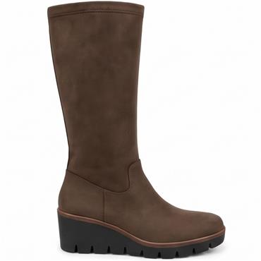 SUSST WOMENS TOP WEDGE KNEE HIGH BOOT - BEIGE
