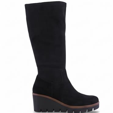 SUSST WOMENS TOP WEDGE KNEE HIGH BOOT - BLACK