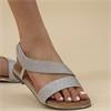 LUNAR WOMENS FLAT STRAP SANDAL - SILVER