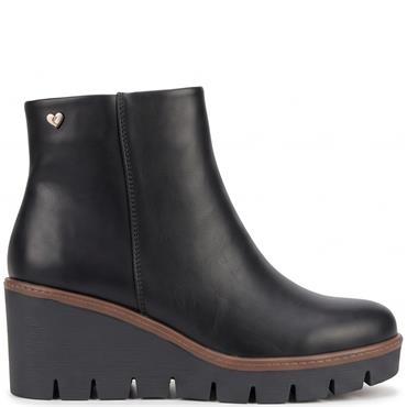 SUSST WOMENS WEDGE ANKLE BOOT - BLACK
