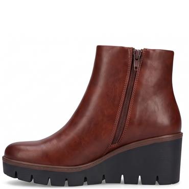 SUSST WOMENS WEDGE ANKLE BOOT - COGNAC