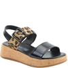 HEAVENLY FEET WOMENS WEDGE STRA SANDAL - BLACK LEOPARD